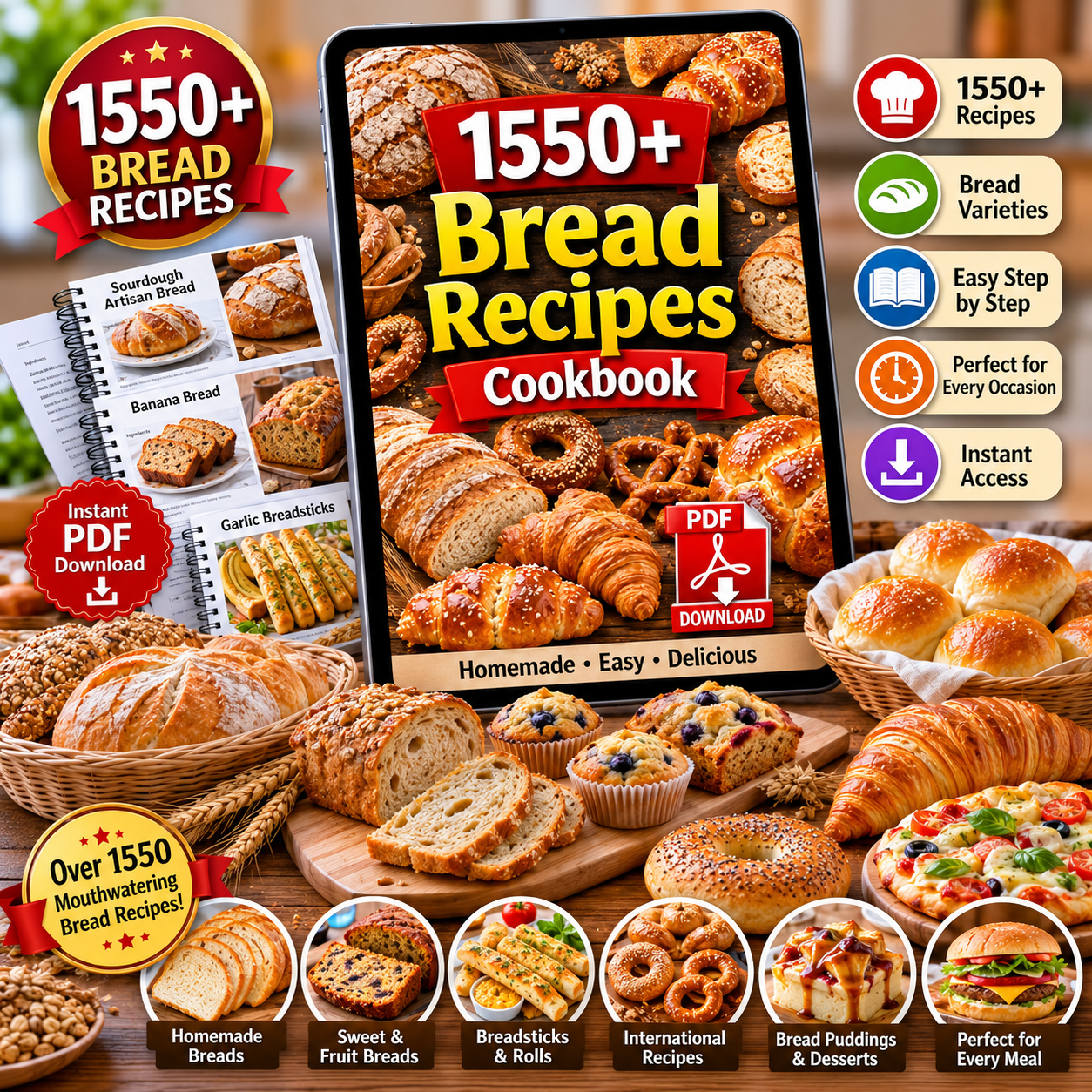 1550+ Bread Recipes Cookbook PDF - Image 2