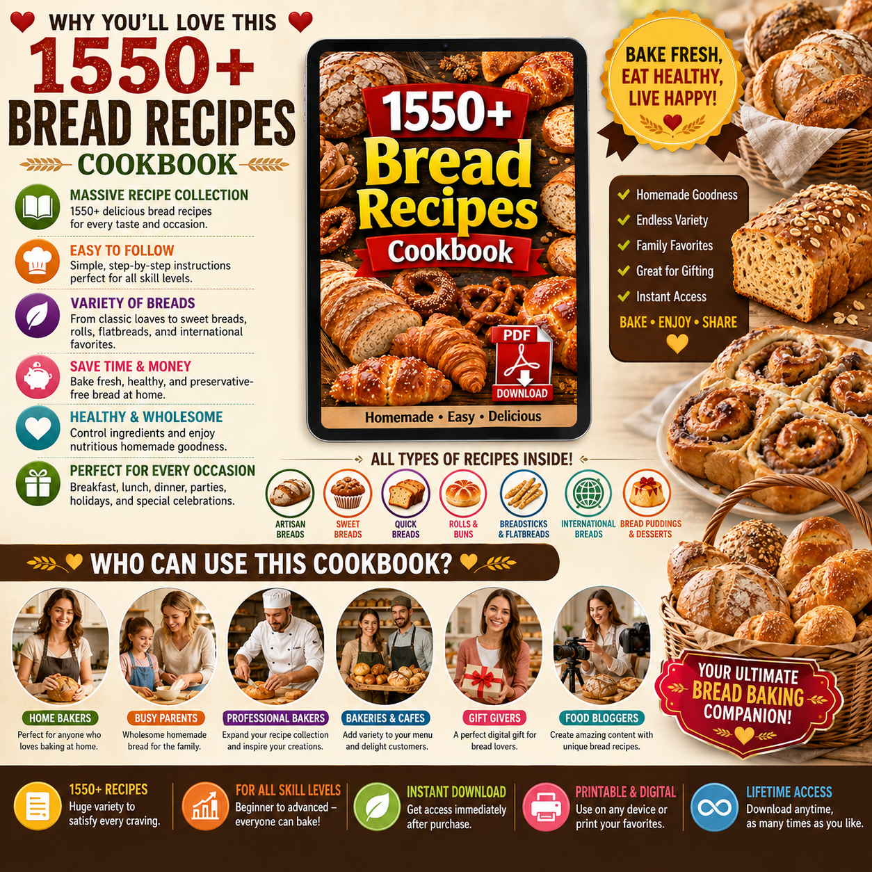 1550+ Bread Recipes Cookbook PDF - Image 3