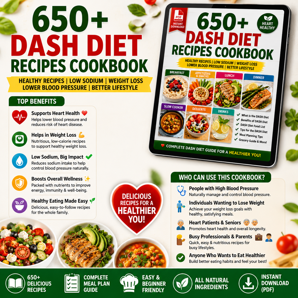 650+ DASH Diet Recipes Cookbook PDF Download! - Image 3