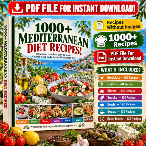1000+ Mediterranean Diet Recipes Cookbook PDF