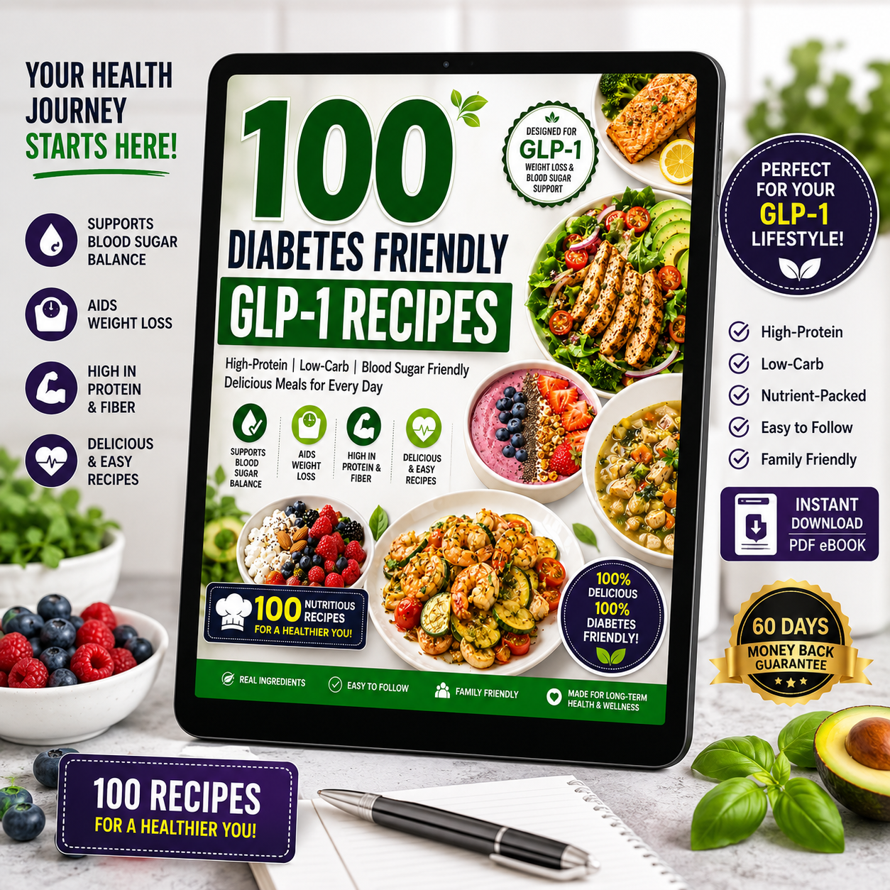 100 Diabetes-Friendly GLP-1 Recipes! PDF Download! - Image 2