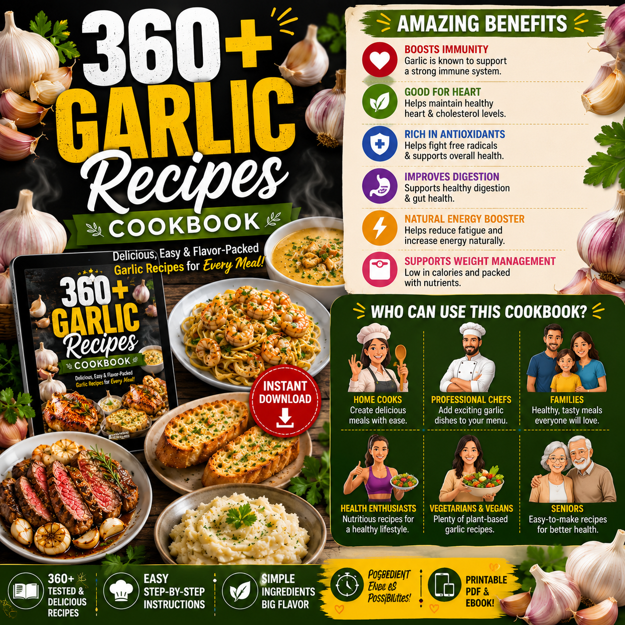 360+ Garlic Recipes Cookbook | Instant PDF Download - Image 4