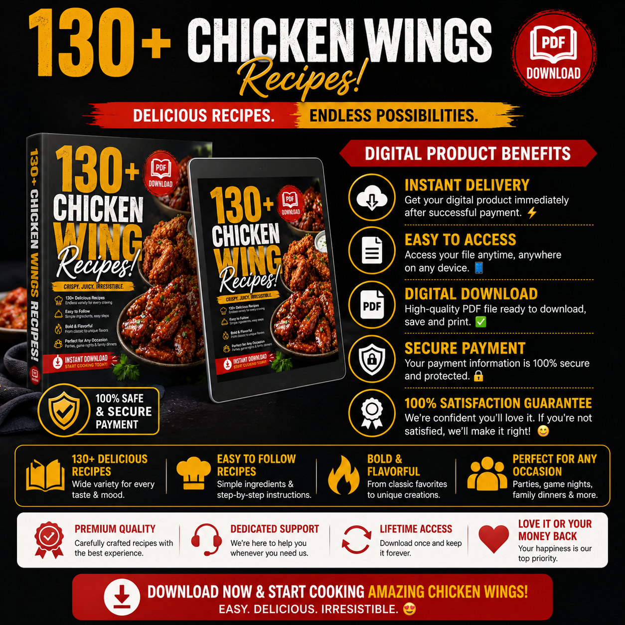 130 Chicken Wing Recipes! PDF Download! - Image 4