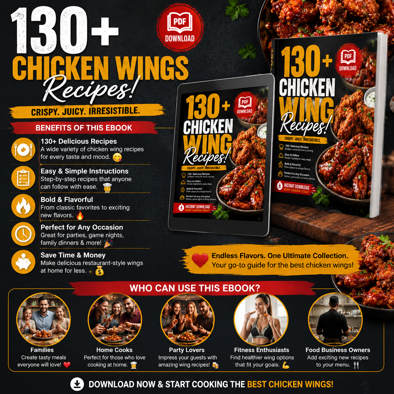 130 Chicken Wing Recipes! PDF Download! - Image 3