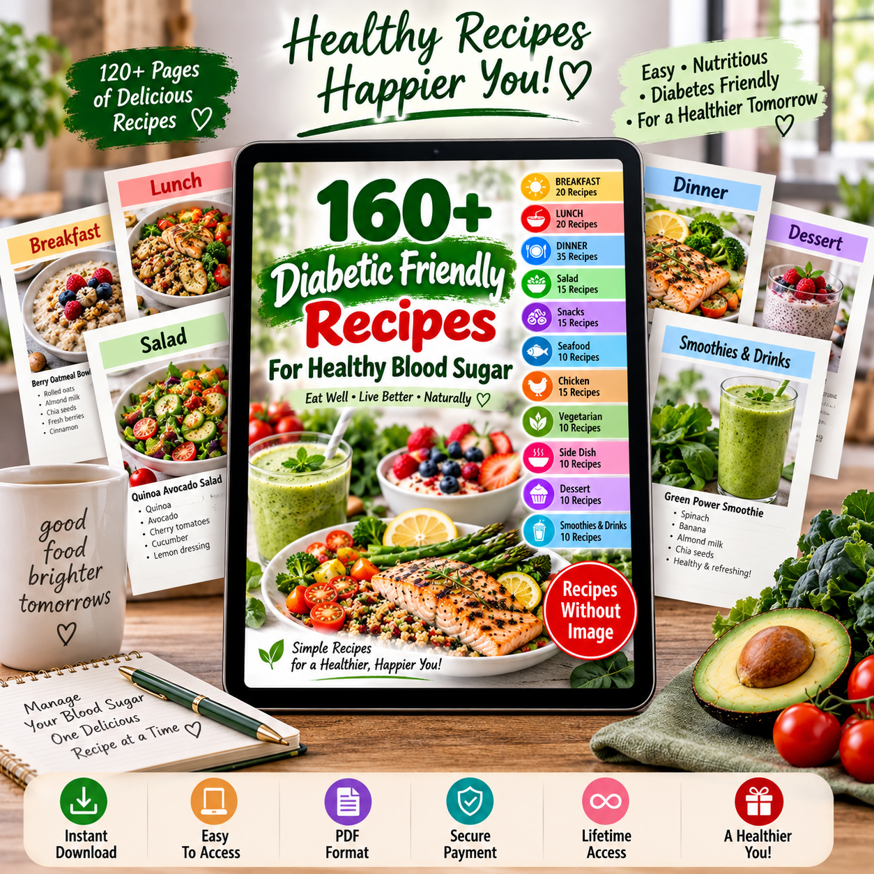160+ Diabetic Friendly Recipes For Healthy Blood Sugar! PDF Download! - Image 2