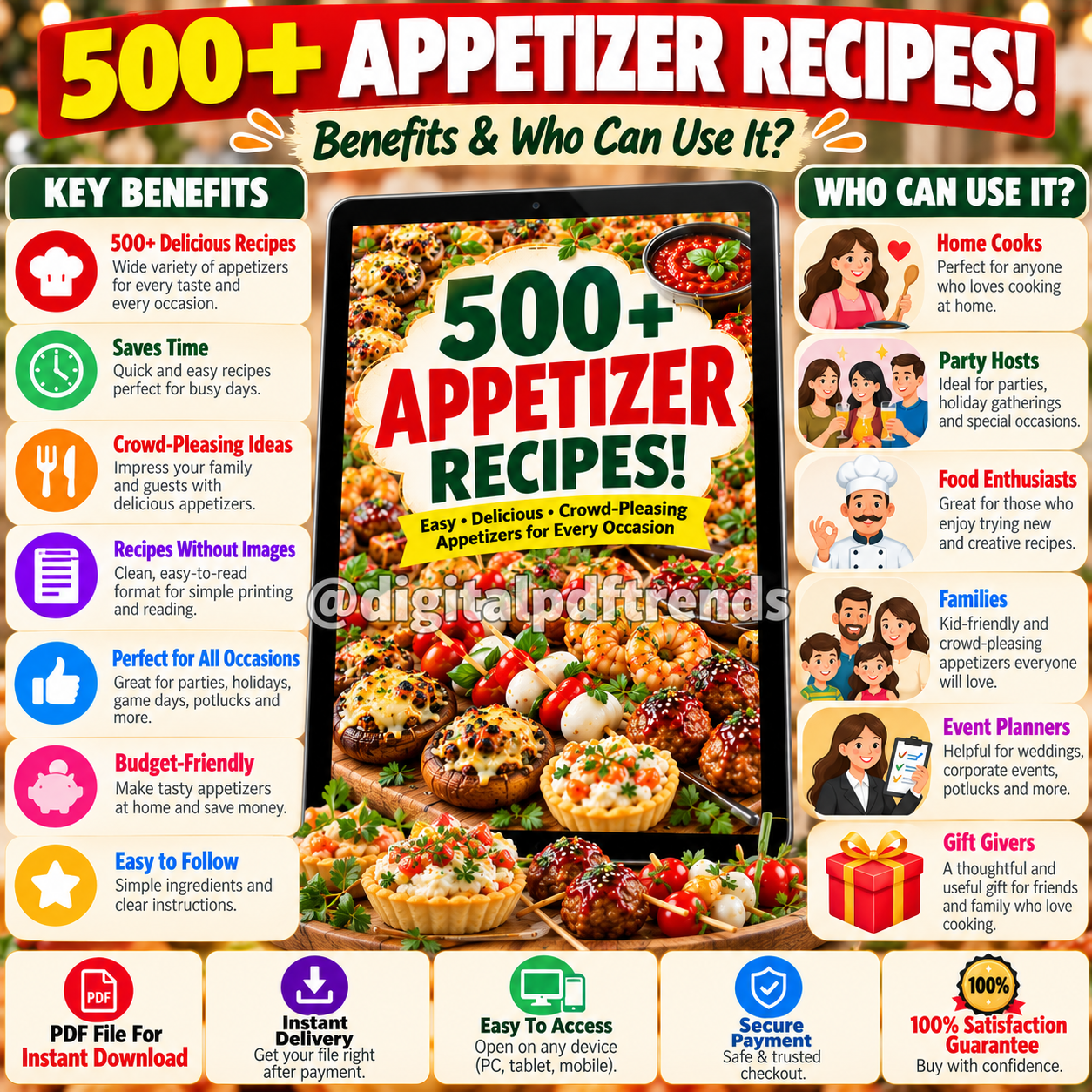 500+ Appetizer Recipes Cookbook! PDF Download! - Image 3