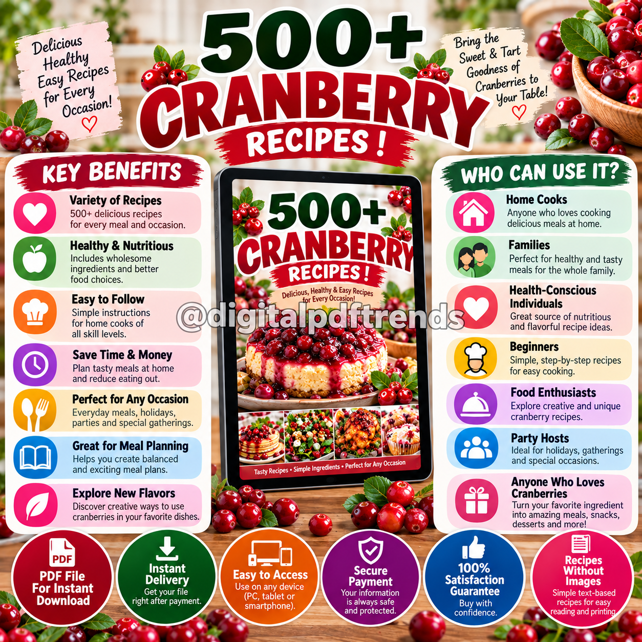 500+ Cranberry Recipes Cookbook! PDF Download! - Image 3