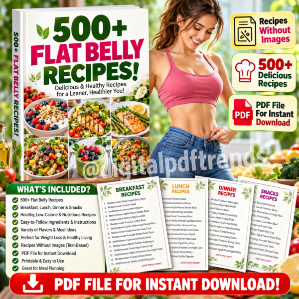 500+ Flat belly Recipes Cookbook! PDF Download!
