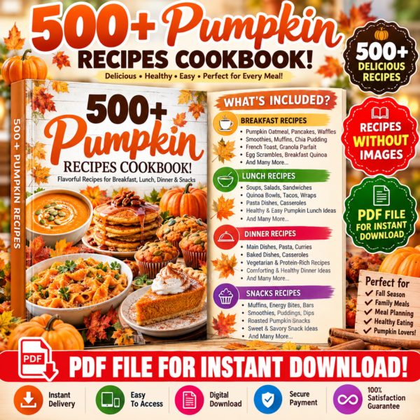 500+ Pumpkin Recipes Cookbook! PDF Download!